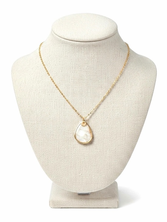 Artisan Jewelry - New 14k Gold S925 Silver Natural Mother Of Pearl Shell Water Droplet Necklace